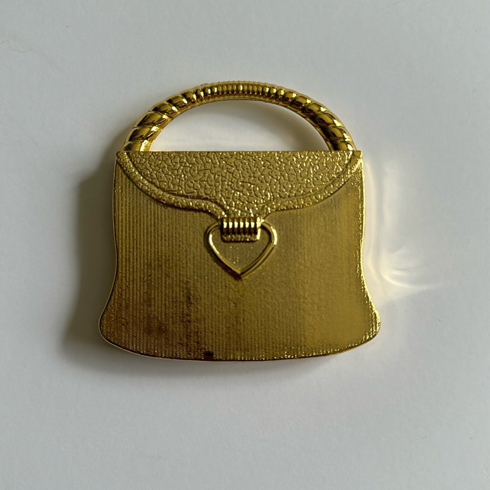 Compact Mirror Purse Shaped Gold Tone